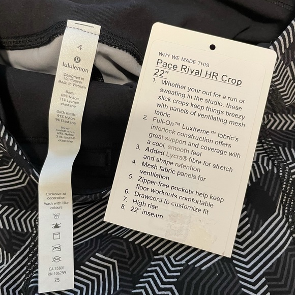 Lululemon Pace Rival HR Crop 22” - Picture 5 of 5